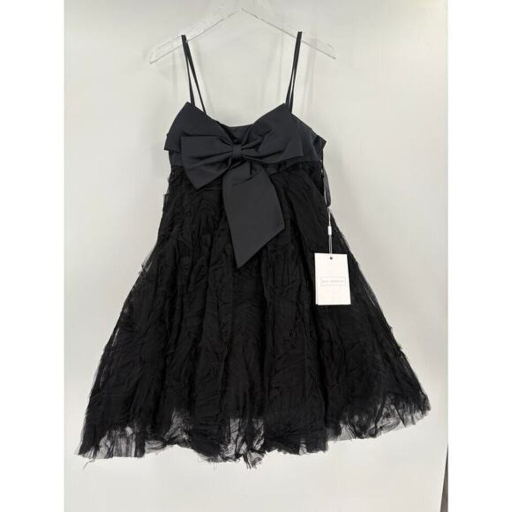 NWT MAC DUGGAL Dress Size 2 Evening Gown Black Mini Tulle Satin Bow Fit Flare - Picture 3 of 8